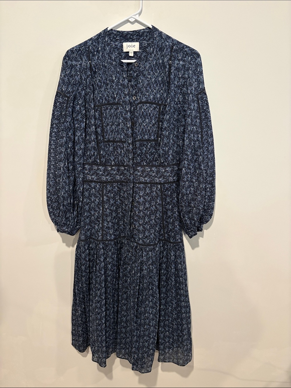 Joie Blue Printed Long Sleeve Midi Dress
